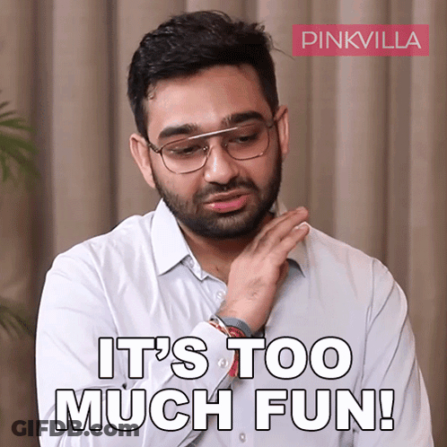 Man With Glasses And Beard Saying It's Too Much Fun GIF