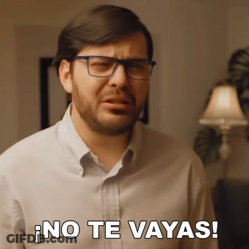 Man With Glasses And Beard Saying No Te Vayas GIF