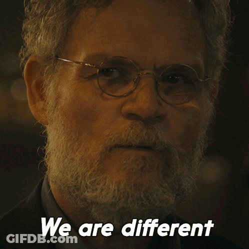 Man With Glasses And Beard Saying We Are Different GIF
