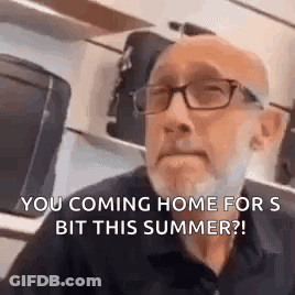 Man With Glasses And Beard Says Coming Home This Summer GIF