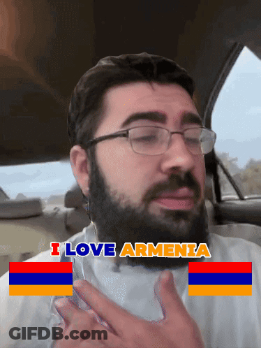 Man With Glasses And Beard Says I Love Armenia GIF