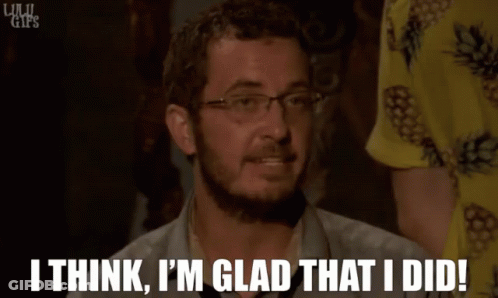 Man With Glasses And Beard Says I Think I'm Glad That I Did GIF