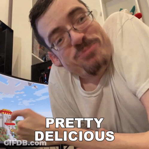 Man With Glasses And Beard Says Pretty Delicious GIF
