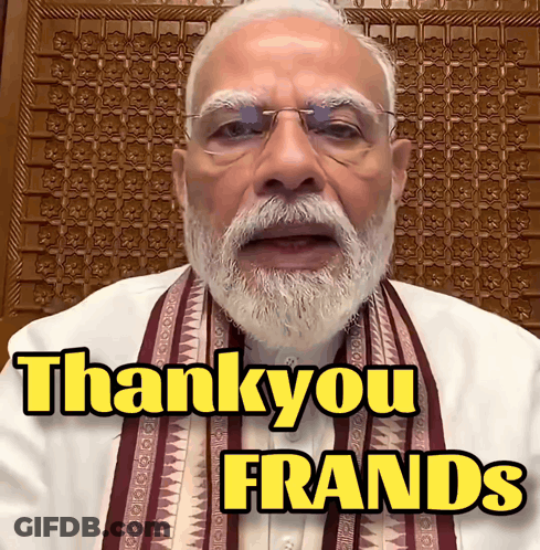 Man With Glasses And Beard Says Thank You Frands GIF