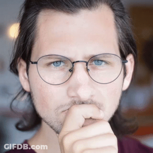 Man With Glasses And Beard Thinking GIF