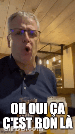 Man With Glasses And Beer Saying Oh Oui Ca C'est Bon GIF