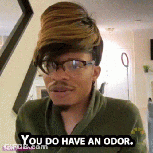 Man With Glasses And Big Haircut Says You Have Odor GIF