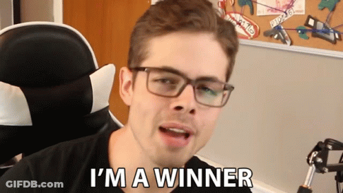 Man With Glasses And Black Shirt I'm A Winner GIF