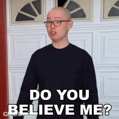 Man With Glasses And Black Shirt Says Do You Believe Me GIF