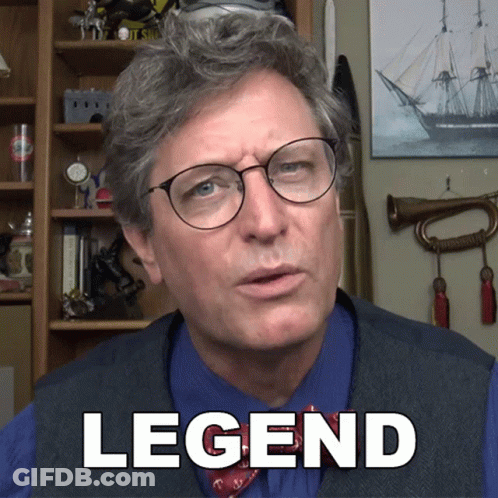 Man With Glasses And Blue Shirt Saying Legend GIF