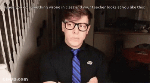 Man With Glasses And Blue Tie Says When You Do Something Wrong GIF