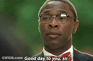 Man With Glasses And Bow Tie Saying Good Day To You Sir GIF