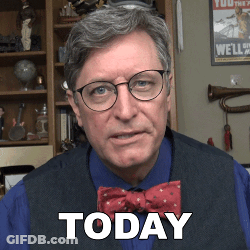 Man With Glasses And Bow Tie Saying Today GIF