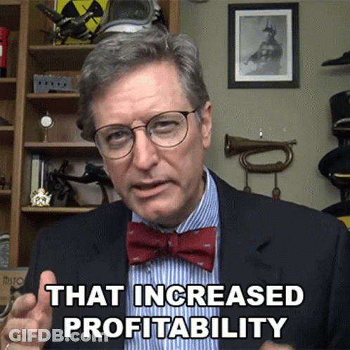 Man With Glasses And Bow Tie Says That Increased Profitability GIF