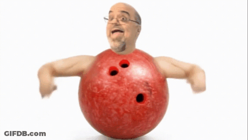 Man With Glasses And Bowling Ball On Chest GIF