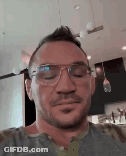 Man With Glasses And Camouflage Shirt Eyes Closed GIF