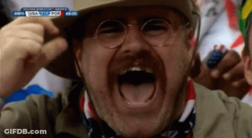 Man With Glasses And Cowboy Hat Screaming At ESPN GIF