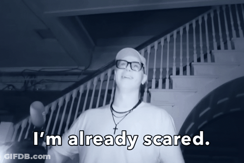 Man With Glasses And Cross Says I'm Already Scared GIF