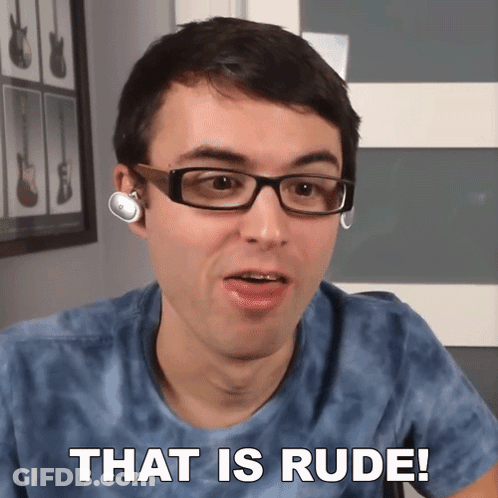 Man With Glasses And Earrings Says Rude GIF