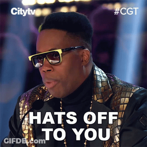 Man With Glasses And Gold Jacket Hats Off To You GIF