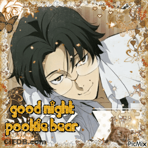 Man With Glasses And Good Night Pookie Bear GIF