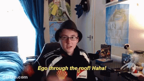 Man With Glasses And Hat Says Ego Through The Roof Haha GIF