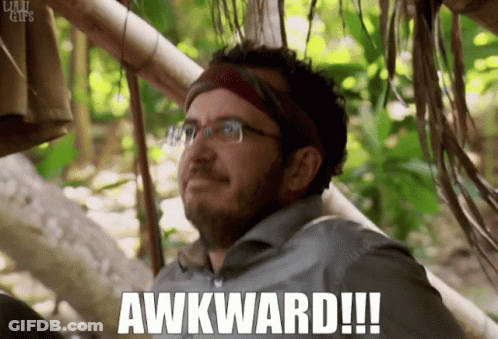Man With Glasses And Headband Saying Awkward GIF
