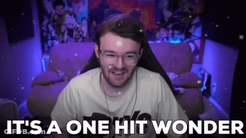 Man With Glasses And Headphones At Computer Saying It's A One Hit Wonder GIF