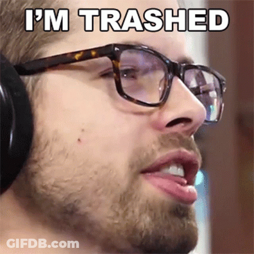 Man With Glasses And Headphones I'm Trashed GIF