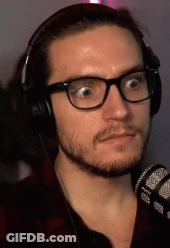 Man With Glasses And Headphones Making Funny Face GIF