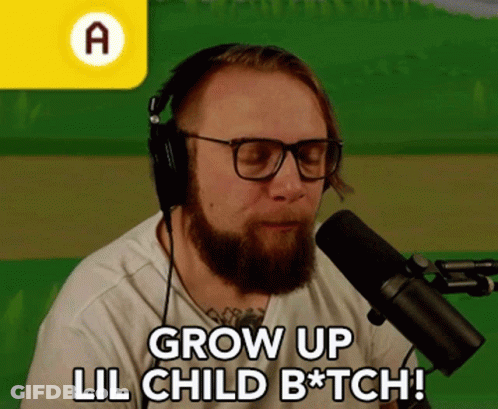 Man With Glasses And Headphones Saying Grow Up Lil Child B*tch GIF