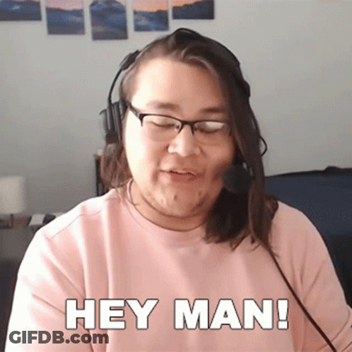 Man With Glasses And Headphones Saying Hey Man GIF