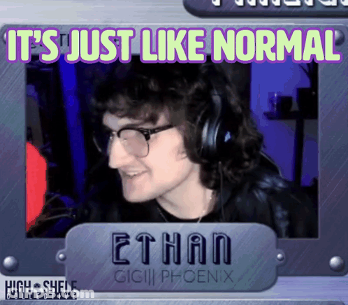 Man With Glasses And Headphones Saying Just Like Normal GIF