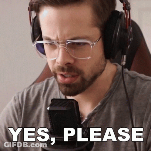 Man With Glasses And Headphones Saying Yes Please GIF