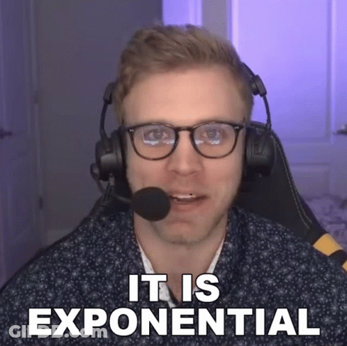Man With Glasses And Headphones Says It Is Exponential GIF