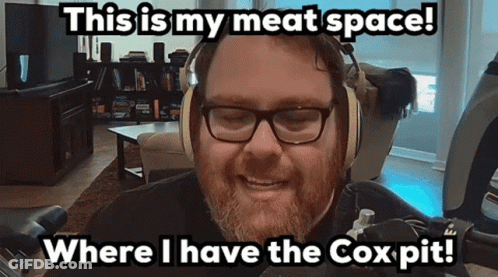 Man With Glasses And Headphones Says Meat Space GIF
