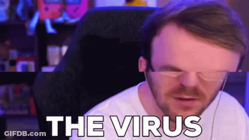 Man With Glasses And Headphones Says The Virus GIF