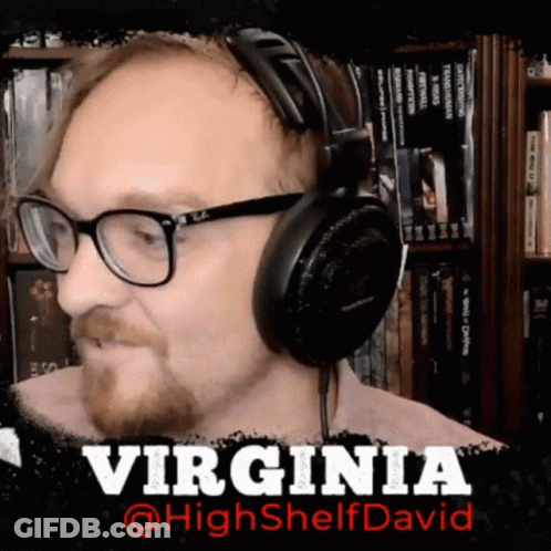 Man With Glasses And Headphones Says Virginia GIF