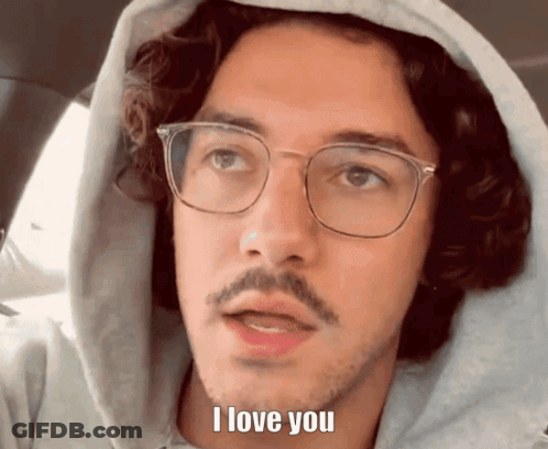 Man With Glasses And Hoodie Saying I Love You GIF
