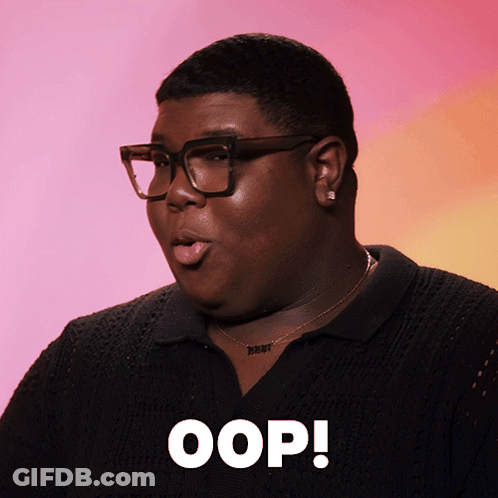 Man With Glasses And Jimmy Necklace Saying Oops GIF
