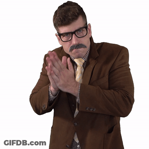 Man With Glasses And Mustache Clapping GIF