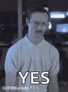 Man With Glasses And Mustache Giving Yes Sign GIF