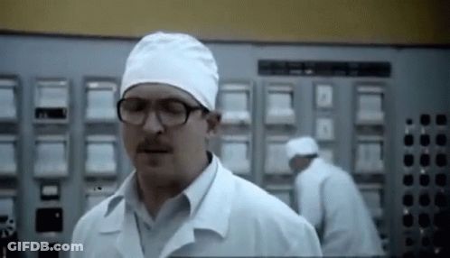 Man With Glasses And Mustache In Lab Coat GIF