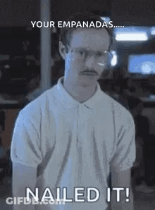 Man With Glasses And Mustache In White Shirt GIF