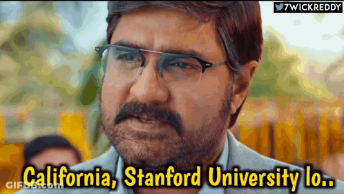 Man With Glasses And Mustache Saying California Stanford University GIF