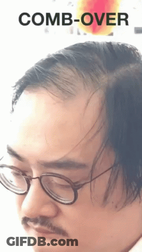 Man With Glasses And Mustache Saying Comb-Over GIF