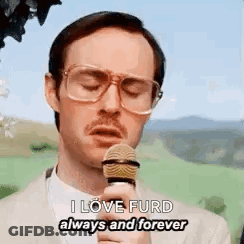 Man With Glasses And Mustache Saying I Love Furd GIF
