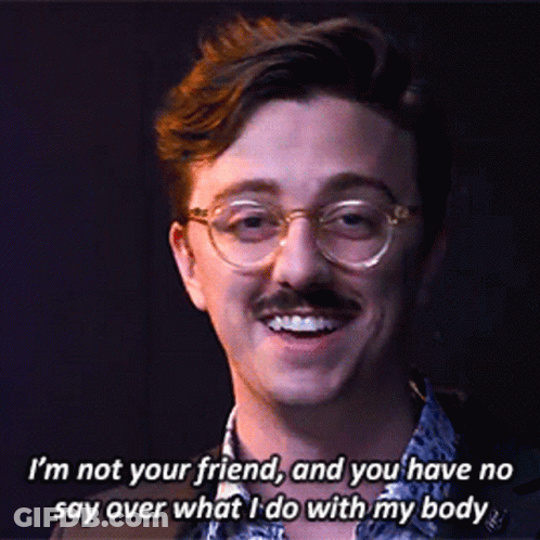Man With Glasses And Mustache Saying Im Not Your Friend GIF