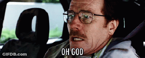 Man With Glasses And Mustache Saying Oh God In Back Seat GIF