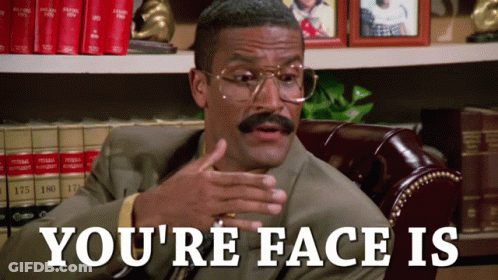 Man With Glasses And Mustache Saying You're Face Is GIF